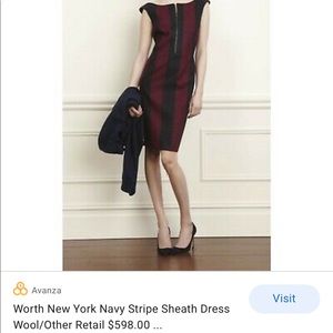 NWOT Worth New York navy stripe wool Sheath dress